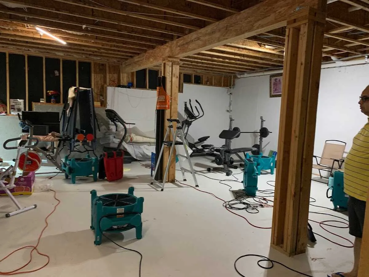 Basement drying equipment setup for Structural Drying in Hardyston